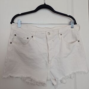 Levis Women's White Denim Shorts